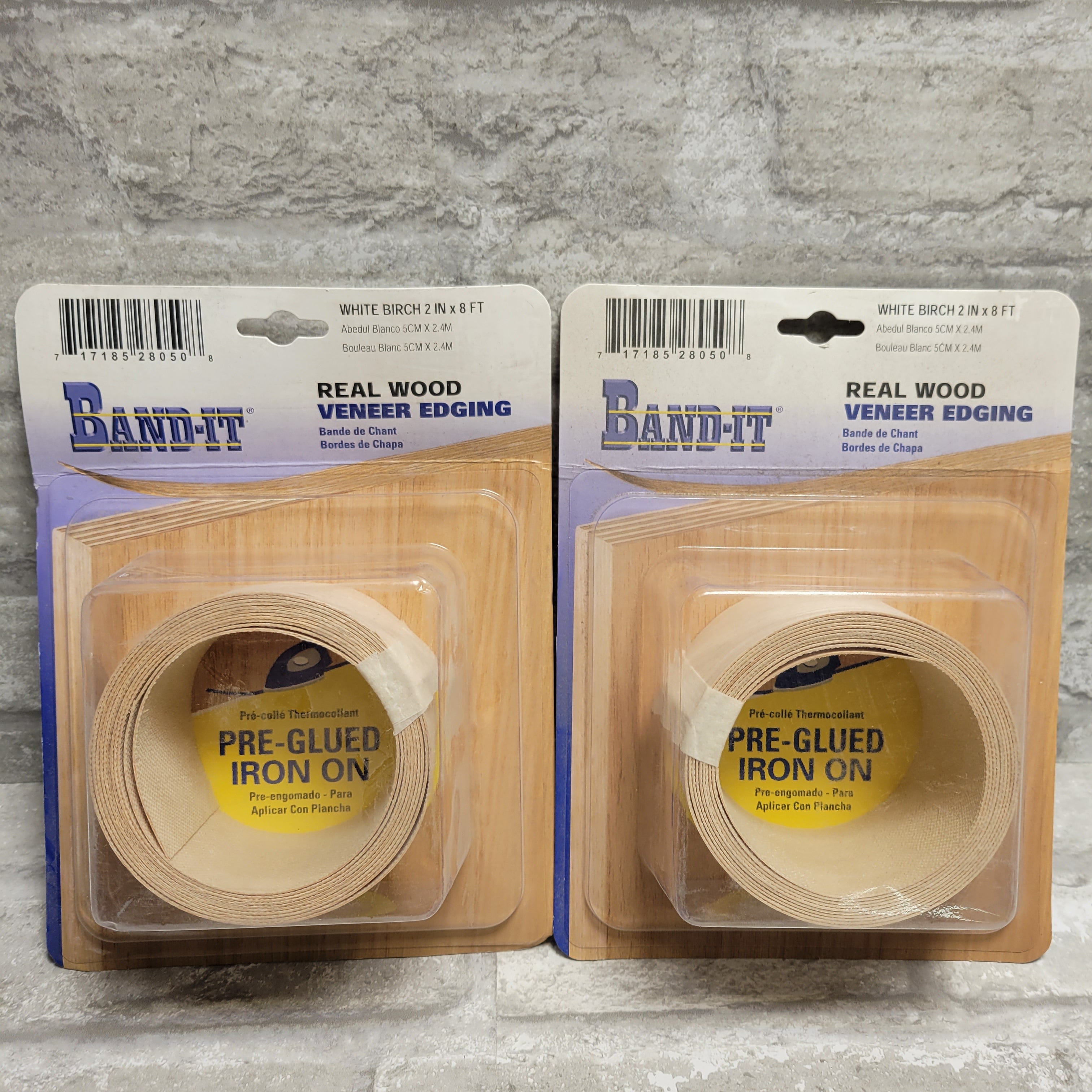 Band-It 2" W x 8' L Pre-Glued White Birch Wood Veneer Edge Banding, Lot of 2 (8025555730670)